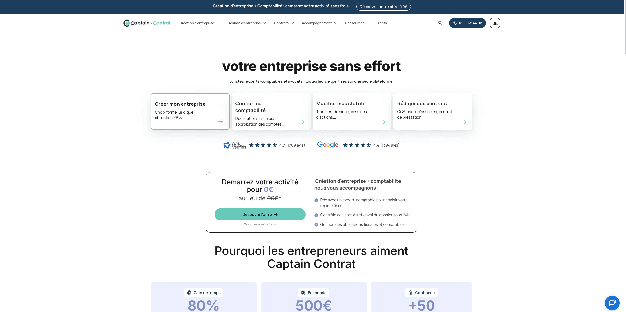 Capture du projet Captain Contrat