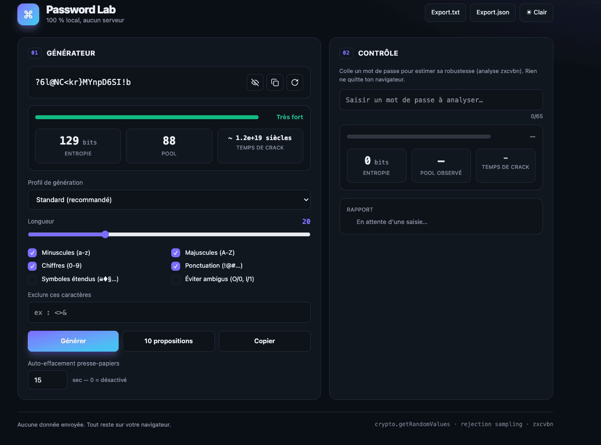 Capture du projet PasswordLab