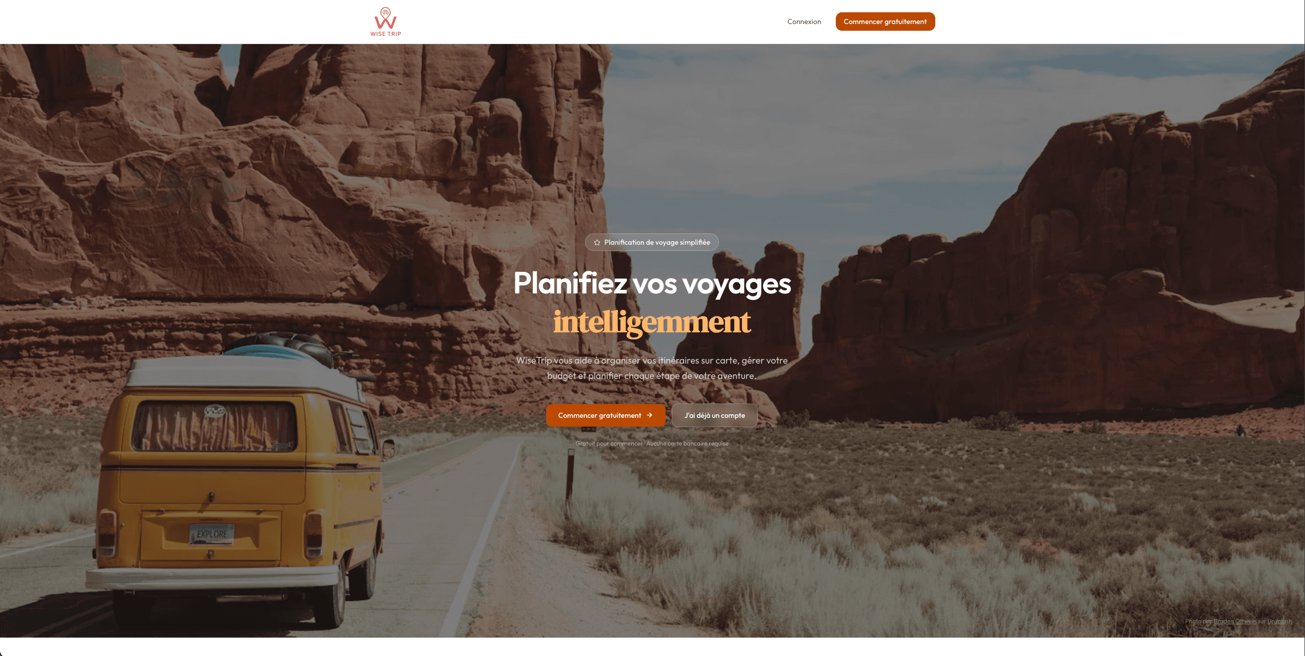 Capture du projet WiseTrip